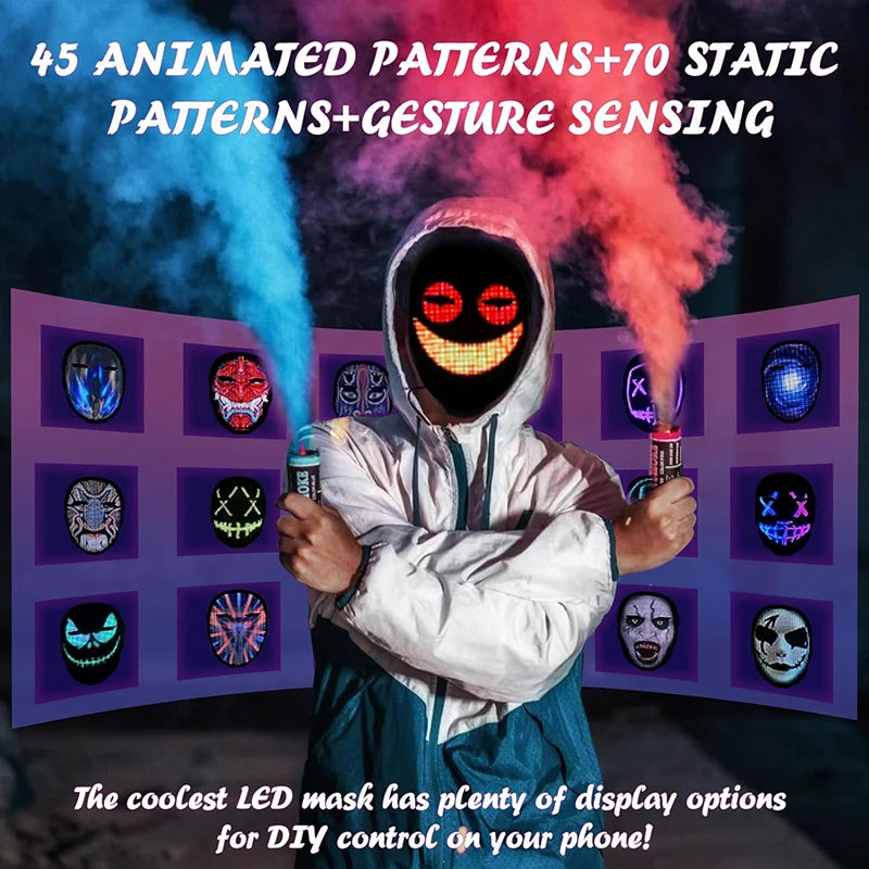 LED Mask with Bluetooth App Control Programmable