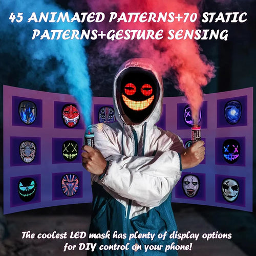 LED Mask with Bluetooth App Control Programmable