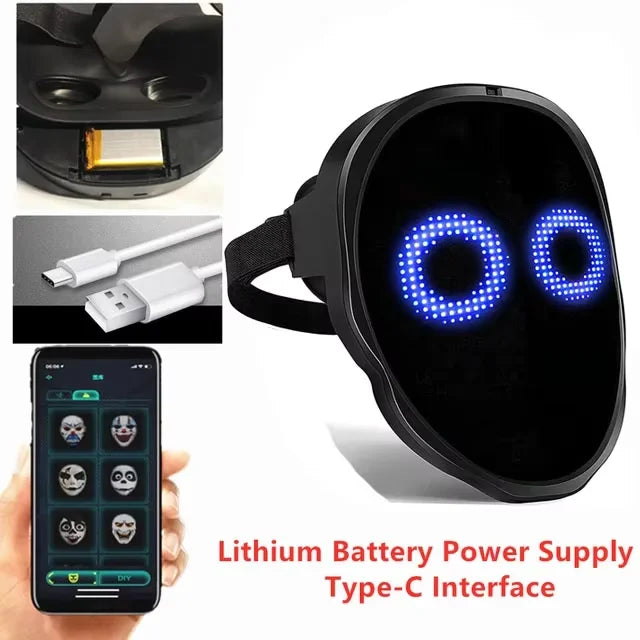 LED Mask with Bluetooth App Control Programmable