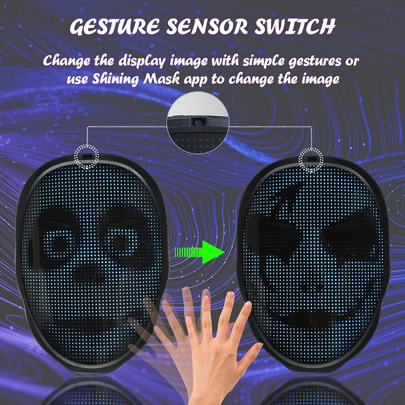LED Mask with Bluetooth App Control Programmable